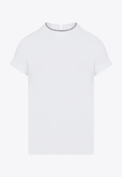 Brunello Cucinelli Monili Embellished-crewneck T-shirt In White