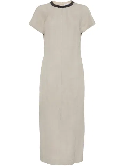 Brunello Cucinelli Monili-embellished Dress In Grey