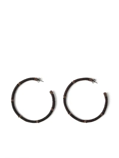Brunello Cucinelli Monili-embellished Hoop Earrings In Brown