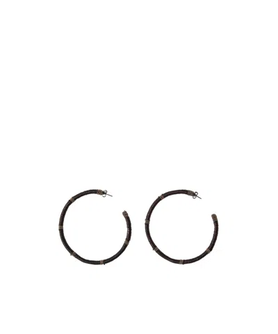 Brunello Cucinelli Monili-embellished Hoop Earrings In Brown