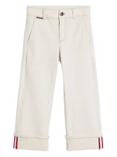 Brunello Cucinelli Kids' Monili-embellished Jeans In White