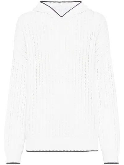 Brunello Cucinelli Monili-embellished Jumper In White