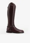 Brunello Cucinelli Classic Leather Boot With Precious Spurs In Brown