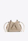 Brunello Cucinelli Mellow Mini Bucket Bag In Soft Leather With Precious Chain