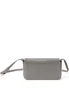Brunello Cucinelli Rectangular Leather Shoulder Bag With Adjustable Strap In Gray