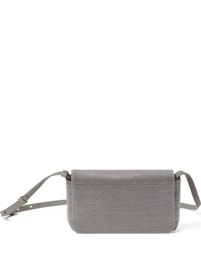 Brunello Cucinelli Monili-embellished Leather Cross Body Bag In Gray