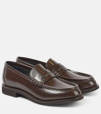 BRUNELLO CUCINELLI MONILI LEATHER PENNY LOAFERS