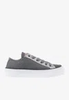 Brunello Cucinelli Virgin Wool And Metallic Leather Sneakers In Gray