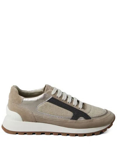 Brunello Cucinelli Leather Sneakers In Brown
