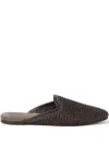 Brunello Cucinelli Monili-embellished Raffia Slippers In Brown