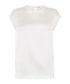 Brunello Cucinelli Silk Satin Top In White