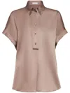 Brunello Cucinelli Monili-embellished Silk Shirt In Neutrals
