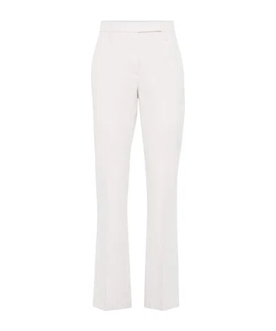 Brunello Cucinelli Monili-embellished Straight Leg Trousers In White