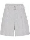 Brunello Cucinelli Monili-embellished Striped Shorts In Blue