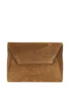 Brunello Cucinelli Monili-embellished Suede Clutch Bag In 褐色