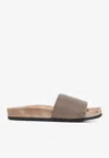 Brunello Cucinelli Monili Embellished Suede Flat Slides
