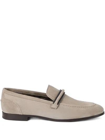 Brunello Cucinelli Monili-embellished Suede Loafers