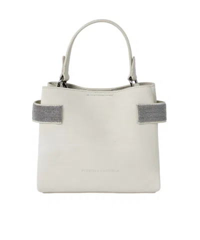 Brunello Cucinelli Monili-embellished Suede Tote Bag In White