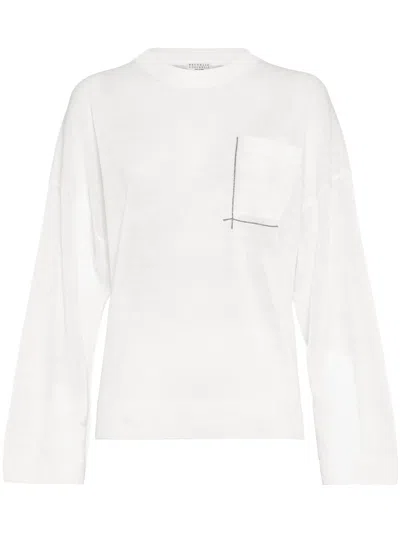 Brunello Cucinelli Monili-embellished Sweater In White