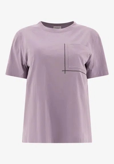 BRUNELLO CUCINELLI MONILI EMBELLISHED T-SHIRT