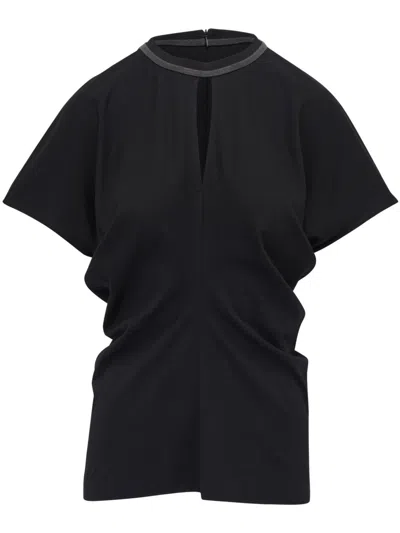 Brunello Cucinelli Monili-embellished T-shirt In Schwarz