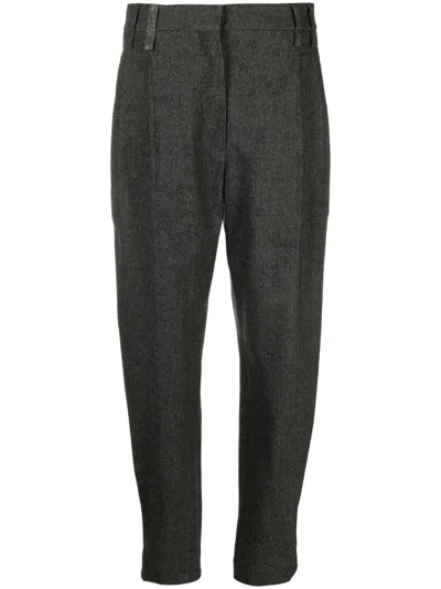 BRUNELLO CUCINELLI MONILI-EMBELLISHED TAPERED TROUSERS