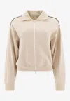 Brunello Cucinelli Monili Embellished Track Jacket In Cream
