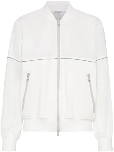 Brunello Cucinelli Monili-embellished Track Jacket In White