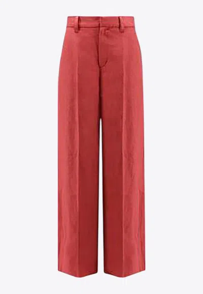 Brunello Cucinelli Women Hemp And Linen Trousers With Monili Detail In Multicolor