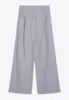Brunello Cucinelli Violet Pants With Monil Detail On The Loop And Wide Leg In Cotton And Linen Blend Woman In Lilac