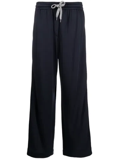 Brunello Cucinelli Monili Embellished Wide-leg Trousers In Blue