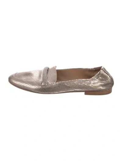 Pre-owned Brunello Cucinelli Monili Embossed Leather Ballet Flats In Neutrals