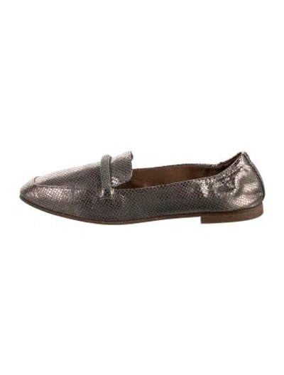 Pre-owned Brunello Cucinelli Monili Embossed Leather Loafers
