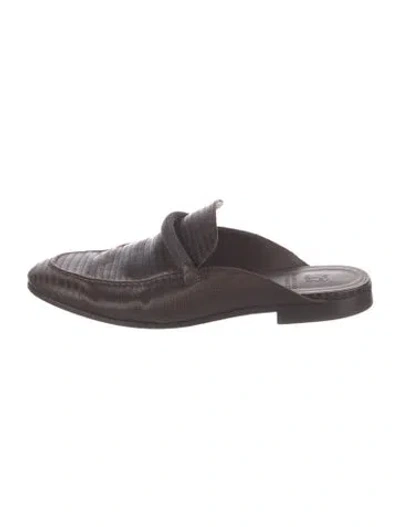 Pre-owned Brunello Cucinelli Monili Embossed Leather Mules In Brown