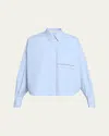 Brunello Cucinelli Monili Flap Pocket Poplin Button-down Shirt In Blue