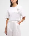 Brunello Cucinelli Bead-embellished Cotton-jersey T-shirt In C6159 White