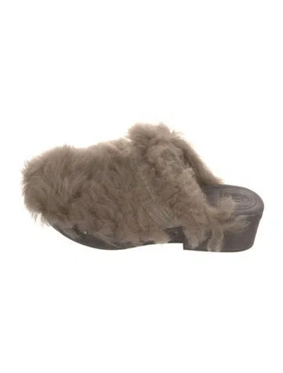 Pre-owned Brunello Cucinelli Monili Fur Mules In Multi