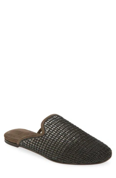 Brunello Cucinelli Monili Grid Mesh Mule In Black