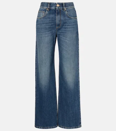 Brunello Cucinelli Monili High-rise Wide-leg Jeans In Blue
