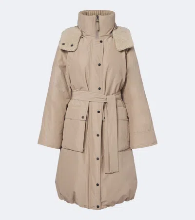 Brunello Cucinelli Monili Hooded Cotton-blend Down Coat In Brown