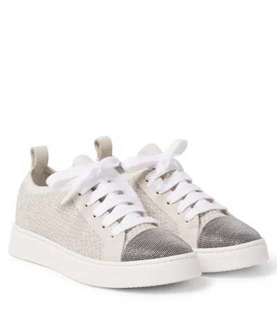 Brunello Cucinelli Kids' Monili Knitted Sneakers In Multi