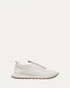 Brunello Cucinelli Women Slip On Sneakers In Leather And Fabric In Neutral