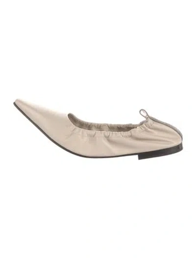 Pre-owned Brunello Cucinelli Monili Leather Ballet Flats In Neutral