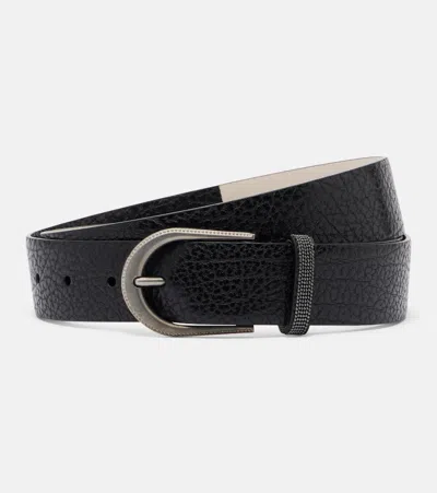 Brunello Cucinelli Monili Leather Belt In Black