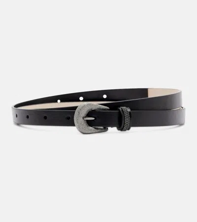 Brunello Cucinelli Monili Leather Belt In Black