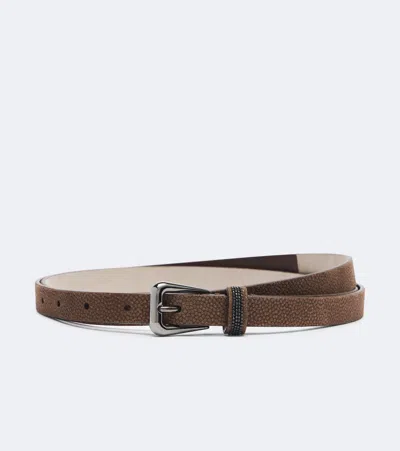 Brunello Cucinelli Monili Leather Belt In Orange