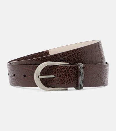 Brunello Cucinelli Monili Leather Belt In Burgundy