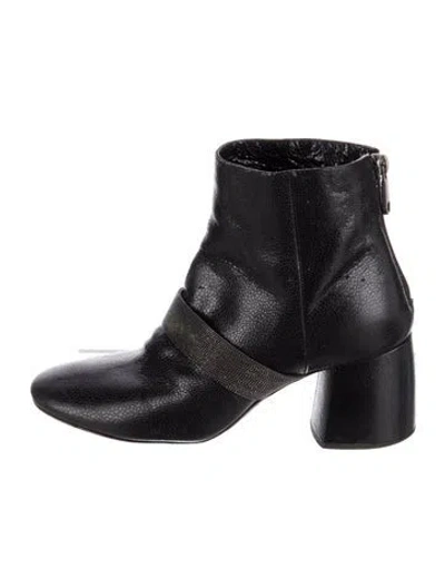 Pre-owned Brunello Cucinelli Monili Leather Boots In Black