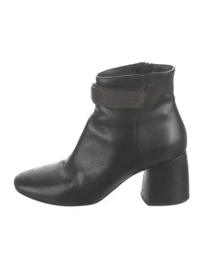 Pre-owned Brunello Cucinelli Monili Leather Boots In Black