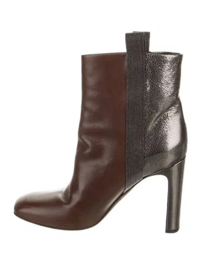 Pre-owned Brunello Cucinelli Monili Leather Boots In Brown